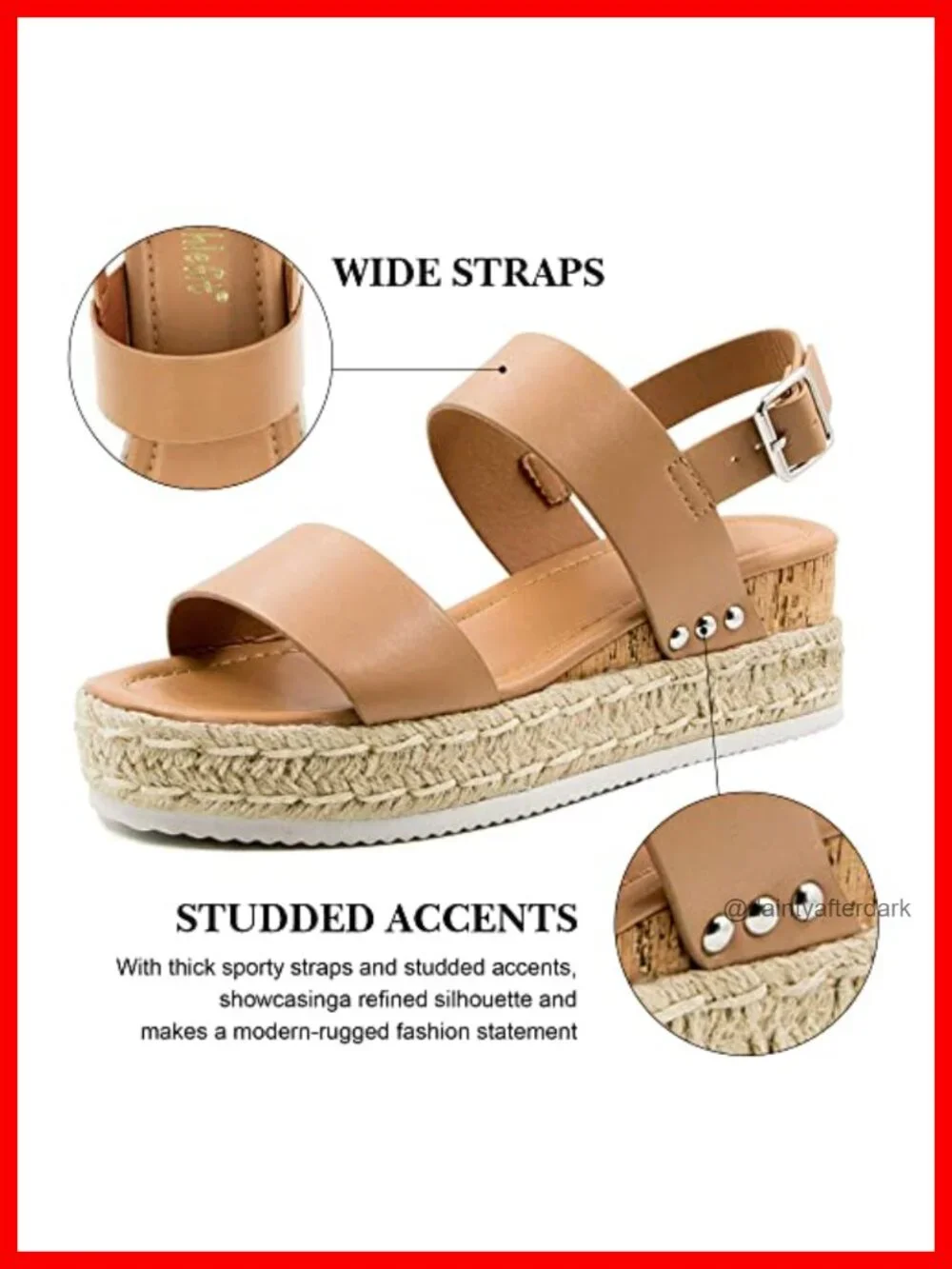 Espadrille Wedge Sandals Ankle Strap Buckle Open Toe Studded Platform